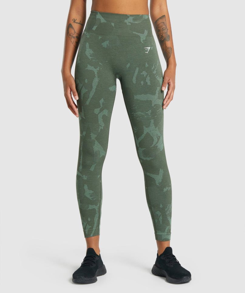 Women\'s Gymshark Adapt Camo Seamless Leggings Green | CA D78015